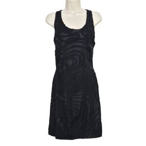 Samuel Dong Mini Dress Size Small Black Bodycon Fitted Embroidered Sleeveless
